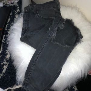 Free People washed black busted knee skinny jean